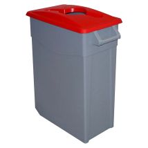 Denox - Poubelle Roulante 65lt Plastique Couvercle Ouvert Rouge Red