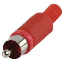 RCA-Stecker – Kunststoffgehäuse rot – Stecker-Typ: Männlich – Elektrische Baugruppe zum Löten – Gehäusefarbe: Rot