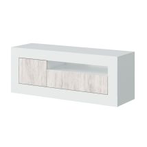 Usinestreet - Mobile Porta Tv, Credenza Per Televisione Da Soggiorno, Supporto Tv A 2 Ante, Cm 139x42h53, Rovere E Bianco