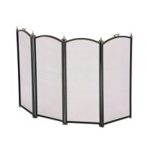 Oypla Heavy Duty Steel 4 Panel Fire Screen Spark Guard