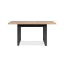 Finori - Mesa De Comedor Extensible En Roble Artesanal Y Antracita L120-160 - Denver