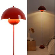 Lámpara De Pie De Diseño Nórdico Clásico On Pantalla Y Base Parabólica Casquillo E27 Para Salón Comedor Dormitorio Rojo - Alpinaluz