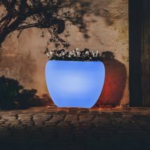 Monacis - Vaso Luminoso Da Giardino In Resina Bianca Per Esterno.