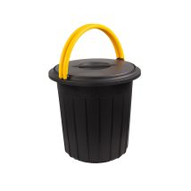Eco Lösung Abfallbehälter mit Deckel 16L – Mülltrennung – Papier, Glas, Restmüll, Plastik, Biomüll – Gelber Griff
