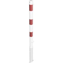 Poste barrera extraíble de acero galvanizado Ø 60 mm – Altura 1300 mm – Funda para suelo – Franjas reflectantes rojas
