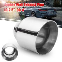 Insma - Universal Stainless Steel Exhaust Tip Double Wall Round Slant 2.5'' Inelt 4'' Outlet