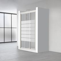 Profiltek Demi Mampara Corredera Perfil Blanco Vidrio Decorado Bold - Medida: 124-128 Cm - Ref: 2019244