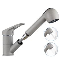 Rubinetto Lavello Da Cucina, Auralum Rubinetto Da Cucina Miscelatore Con Doccetta Estraibile Fino 70cm, Girevole A 360°, Con 2 Modalità, Grigio 