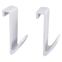 Centrale Brico – Set di 2 ganci bianchi per asciugamani – Plastica – 8 cm di larghezza – Installazione senza foratura
