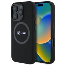 Funda Magsafe Negra Para Iphone 16 Pro Max Con Anillo De Silicona Bmw