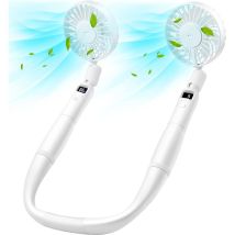 Ahlsen - Ventilador De Cuello Y Ventilador De Mano, Ventilador De Cuello Recargable 2 En 1 Con Pantalla Led, Ventilador Portátil Ajustable De 360°, 