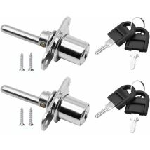 Furniture Drawer Lock With Key (2 Pieces), Piston Lock For Filing Cabinets And Display Cases, Diameter 16 Mm, Length 61 Mm (silver).