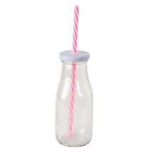 Mopec Botellitas Con Coperchio, Vetro, Rosa, 6 x 6 x 15 cm, 9 pezzi