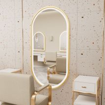 Gold Aluminium Alloy Frame Illuminated Led Bathroom Mirror Living Room Wall Mirror, Oval 1000x500mm