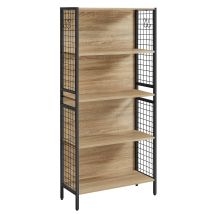 Libreria Valora Con 4 Ripiani In Rovere Sonoma E Struttura In Acciaio Nero