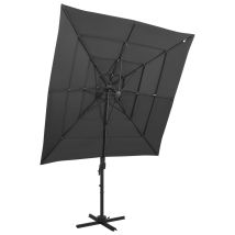 4-tier Garden Parasol With Aluminium Pole Anthracite 250x250 Cm Vidaxl