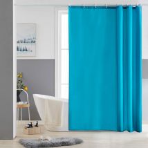 Cortina De Ducha De Tela Lavable A Máquina A Prueba De Moho Pequeña Cortina De Baño Impermeable Turquesa De Poliéster Con 8 Ganchos 120x180cm