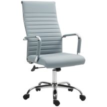 Silla De Escritorio Giratoria Con Respaldo Alto Altura Ajustable Función Basculante Y Reposabrazos Gris Claro