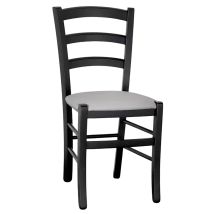 Chaise De Salle À Manger En Bois Noir Venise Avec Siège Rembourré Gris Clair
