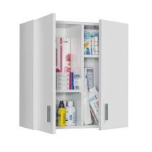 MOBIMARKET – Armario multiusos de colgar blanco mate – 60 cm alto x 59 cm ancho x 26,5 cm profundo – Tablero de partículas melaminizado