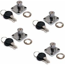 Gabrielle - Set Of 4 Cabinet And Drawer Locks With 2 Keys, Cabinet Lock Cylinder, Zinc Alloy Cam Lock For Door, Cabinet, Drawer, Mailbox (22mm)