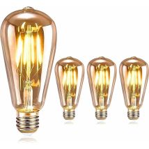 Ampoule Led Edison, E27 Vintage Edison Led Rétro Ampoule 4w St64 Lampe Décorative Antique Nostalgique (lot De 3)