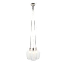 Merano Livorno Suspension Cluster En Nickel Brillant Et Verre Transparent, 3 Led 10 W E27