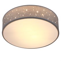 Plafonnier Ciel Étoilé Tissu Rond E27 Plafonnier Tissu Plafonnier Chambre Salon Ø30/38 30 Cm Gris - Monzana