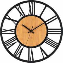 Peny - 40cm Metal Wood Wall Clock Silent Wall Clock No Noise Ticking Living Room Bedroom Kitchen Office Home Decoration Large Vintage Metal Classic 
