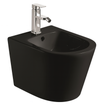 Bidé suspendido Turín negro mate – Porcelana antibacteriana – Acabado negro mate – Rebosadero integrado