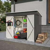 Birchtree Garden Shed Metal Pent Roof 4ft X 8ft Outdoor Storage With Free Foundation Anthracite And White