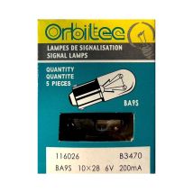 Orbitec B3470 Pack Of 5 Bulbs Ba9s 10x28 6v 200ma