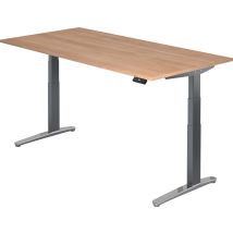 Bümö Sitz- & Stehschreibtisch "serie-xbhm" Elektrisch Höhenverstellbar Mit Memoryfunktion, Tischplatte 200 X 100 Cm In Nussbaum, Gestell In Graphit / 