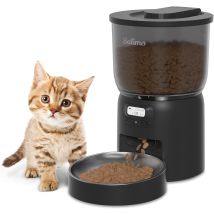 3 L Futterautomat Schwarz Automatischer Katzenfutterspender Programmierbare Timer-aufnahmefunktion, Mit Edelstahlnapf, 6 Mahlzeiten Pro Tag