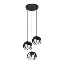 Greenice – TULOS 3-Point Black Suspension Lamp – Steel – 30x30x117 cm – E27 Max 15W LED – IP20