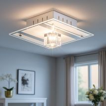 Plafoniera Decoro Metallo Laccato Specchio Vetro Satinato Diamantis 40100