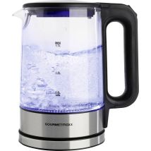Gourmetmaxx - Glas-wasserkocher Led 1,7l 2200w Edelstahl/schwarz Kabellos Bollitore Con Cavo Nero/acciaio Ino