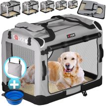 Cadoca - Pet Carrier Fabric Dog Cat Rabbit Transport Bag Cage Folding Puppy Crate Xxxl - Grey