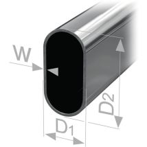 PG Ovalschrankrohr – Stahl – verchromt – 30 mm – 15 mm – 1 mm – 2500 mm