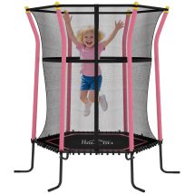 Cama Elástica Infantil Trampolín Para Niños +3 Años Con Red De Seguridad Ø163,5x190 Cm Rosa