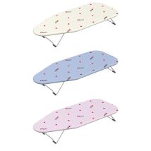 Gimi Tisch-Bügelbrett 73,4 x 32 cm – 100% Baumwolle – 1,166 kg – Einziehbarer Haken – Creme, Rosa, Blau
