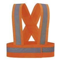 Gut sichtbare Hosenträger – Fluoreszierendes Orange – Größe M – Polyester – Reflektierende Bänder – Zertifizierung EN ISO 20471
