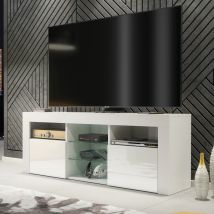 Pulse Tv Unit 145cm - White With Gloss Doors - 145cm