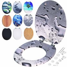 Double Soft-close Toilet Seat Mdf Wood Core Hygienic Stainless Steel Hinges 175kg Capacity Wooden Bathroom Standard D Shape Slow Top Lid Toilet Seats 