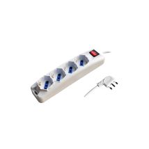 Multiprise À 4 Prises Schuko, Câble De 1,5 M, Prise Italienne 16 A, Interrupteur Lumineux, Puissance Maximale 3 500 W, Blanche