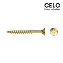Viti per legno a testa svasata 6x100mm – Scatola da 30 unità – Acciaio – Dorato Argentato