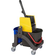 Carro de limpieza en húmedo AQUVA con cubos de 17L y 6L – Polipropileno – 840mm de altura – Ideal para tiendas y consultas médicas