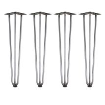 Gambe A Forcella, Set Di 4, 60 Cm, Acciaio Grezzo, Gambe Da Tavolo In Acciaio 3 Montanti - Zelsius