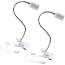Portalámparas Con Abrazadera E27, Con 2 Enchufes, Interruptor Doble De Encendido Y Apagado, Manguera De Cuello De Cisne Con Rotación De 360 ​​grados, 