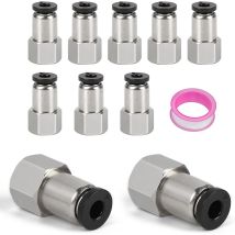 10 X Raccordo Pneumatico Femmina G1/8 Bsp Pcf4-01 Connettori Pneumatici, Adattatore Per Tubo Pneumatico Con Striscia In Teflon Per Tubo Dell'aria